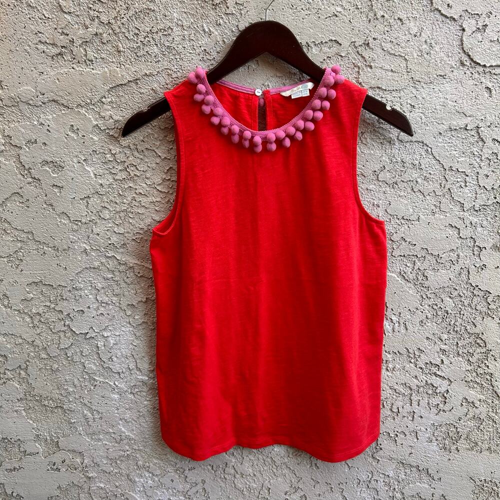 Boden Coral Pink Pom Pom Trim Sleeveless Top Size 6